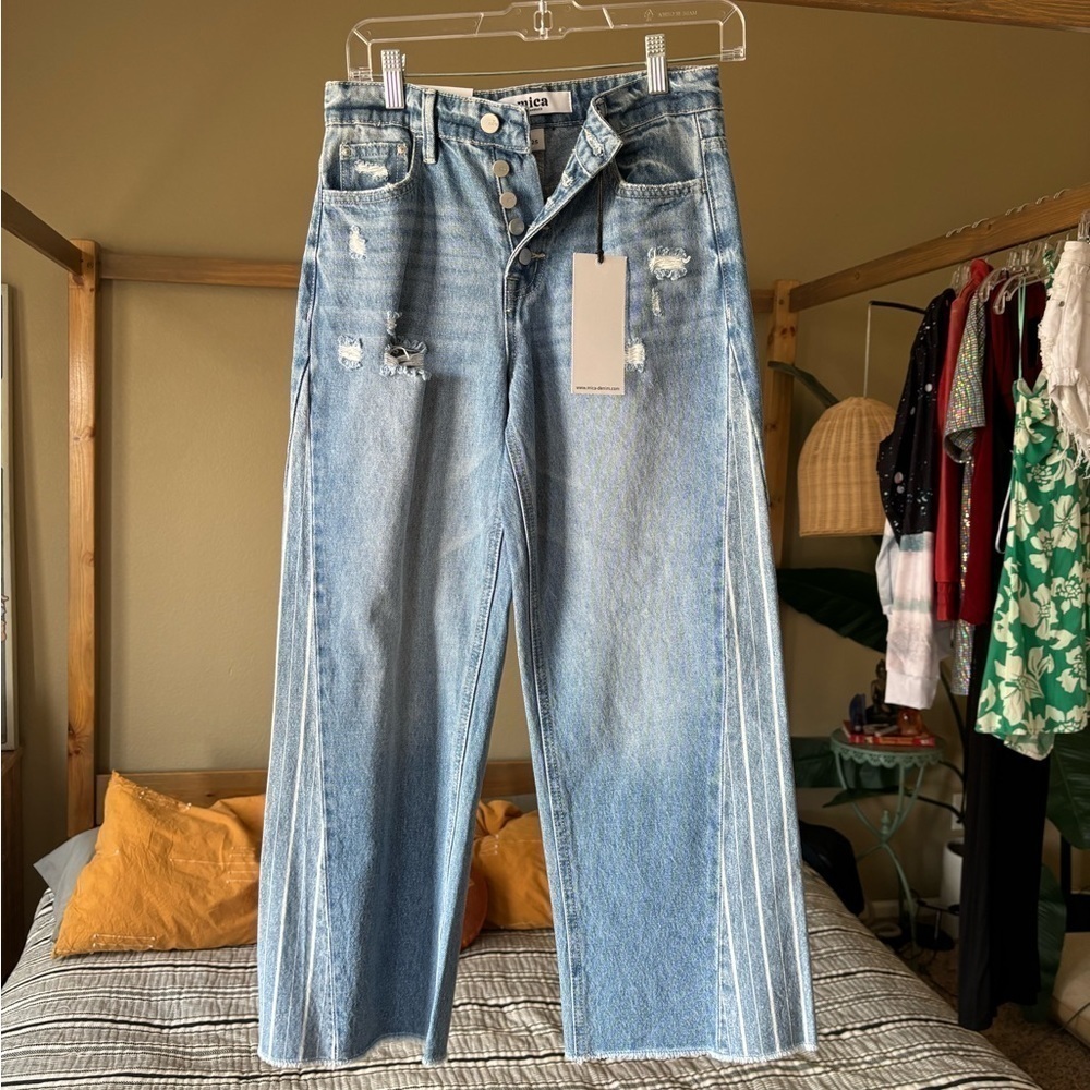 Light Blue Distressed Flare Jeans